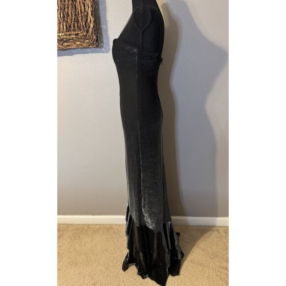 Vintage JS Boutique Ruffle Dress Gradient Silver Black Whimsigoth 10 Costume - Picture 6 of 16